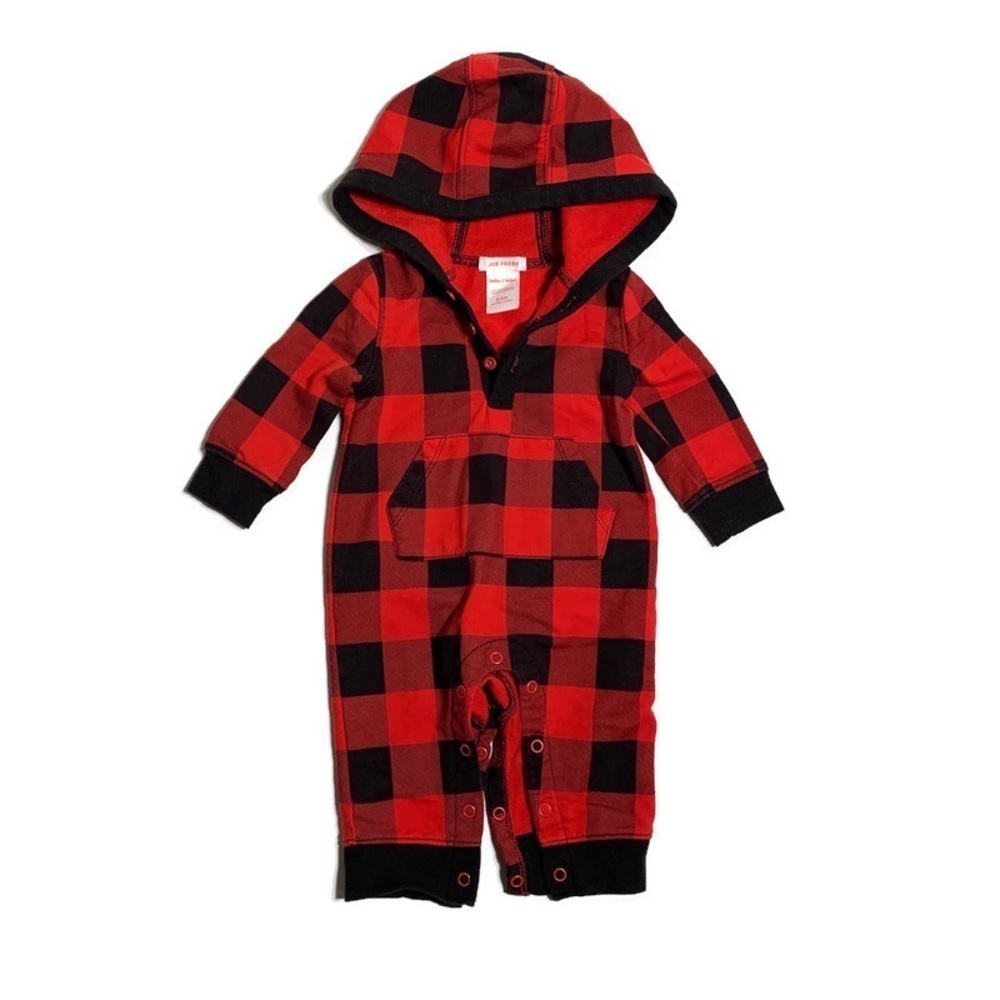 Joe fresh‎ baby 3-6M hooded plaid onesie